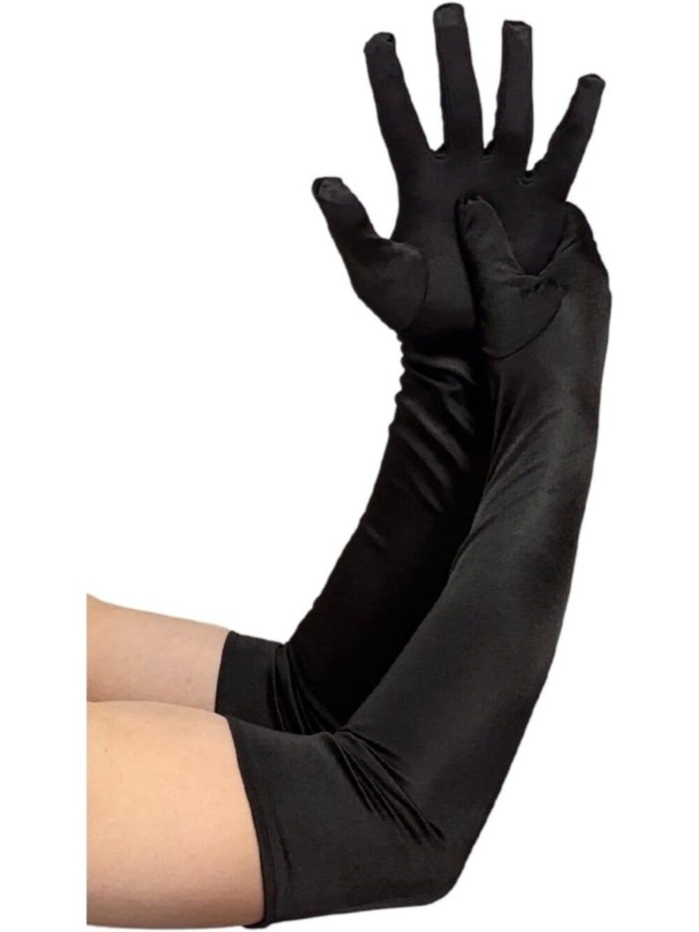 Women's Black Stretchy 1920s Gatsby Elbow Length Long Opera Party Satin Gloves